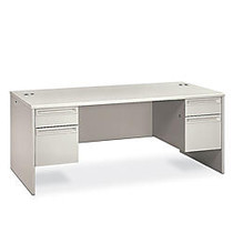 HON; 38000-Series Double-Pedestal Desk, 60 inch; x 30 inch;, Light Gray/Light Gray