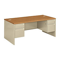 HON; 38000-Series Modular Steel Double-Pedestal Desk, 29 1/2 inch;H x 72 inch;W x 36 inch;D, Harvest/Putty