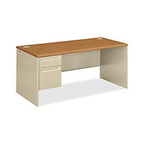 HON; 38000-Series Modular Steel Left-Pedestal Desk With Lock, 29 1/2 inch;H x 48 inch;W x 30 inch;D, Harvest/Putty