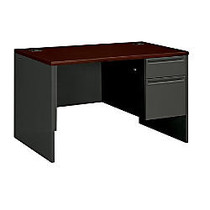 HON; 38000-Series Right-Pedestal Desk, 48 inch; x 30 inch;, Mahogany/Charcoal