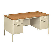 HON; Metro Classic Double-Pedestal Desk, 60 inch; x 30 inch;, Harvest/Putty