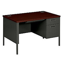 HON; Metro Classic Single-Pedestal Desk, Mahogany/Charcoal