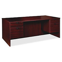 Lorell Prominence 79000 Series Mahogany Pedestal Desk - 72 inch; x 36 inch; x 29 inch; - 4 x Box Drawer(s), File Drawer(s) - Double Pedestal - Material: Particleboard, Resin - Finish: Laminate, Mahogany, Melamine