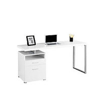 Monarch Specialties Contemporary Computer Desk With Drawers, 30 inch;H x 60 inch;W x 24 inch;D, Silver/White