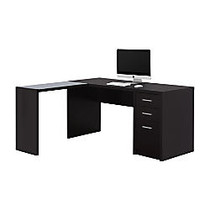 Monarch Specialties Contemporary Computer Desk With Drawers, 30 inch;H x 60 inch;W x 55 inch;D, Cappuccino