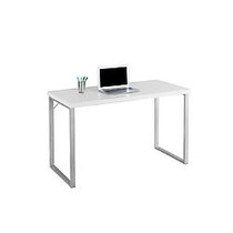 Monarch Specialties Contemporary MDF Computer Desk, 30 inch;H x 48 inch;W x 24 inch;D, Silver/White