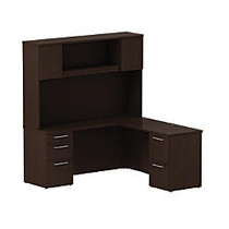 BBF 300 Series L-Shaped Desk & Hutch, 72 3/10 inch;H x 65 3/5 inch;W x 63 2/5 inch;D, Mocha Cherry, Standard Delivery Service