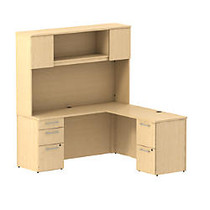 BBF 300 Series L-Shaped Desk & Hutch, 72 3/10 inch;H x 65 3/5 inch;W x 63 2/5 inch;D, Natural Maple, Standard Delivery Service