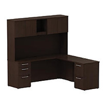 BBF 300 Series L-Shaped Desk & Hutch, 72 3/10 inch;H x 71 1/10 inch;W x 69 2/5 inch;D, Mocha Cherry, Standard Delivery Service