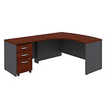 Bush Business Furniture Components Collection 60 inch; Wide Left Hand Bow Front L-Desk Shell, Hansen Cherry, Premium Delivery Service