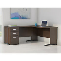 Bush Business Furniture Components Elite 66 inch;W x 30 inch;D C-Leg L Desk With Storage, Mocha Cherry, Standard Delivery Service