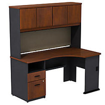 Bush Business Furniture Office Advantage Collection Expandable Corner Desk With 60 inch;W Hutch Storage, Hansen Cherry, Premium Delivery Service