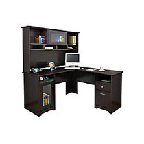 Bush; Cabot Collection Traditional Wood L-Desk With Hutch, 67 inch;H x 59 inch;W x 59 inch;D, Espresso Oak, Standard Delivery