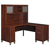 Bush; Somerset Collection Transitional Wood L-Desk With Hutch, 64 inch;H x 59 inch;W x 59 inch;D, Hansen Cherry, Standard Delivery