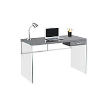 Monarch Specialties  inch;L inch;-Shaped Glass Computer Desk, 30 inch;H x 48 inch;W x 24 inch;D, Gray