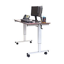 Luxor Crank Adjustable Stand Up Desk, 45 1/4 inch;H x 60 inch;W x 29 1/2 inch;, Dark Walnut/Silver