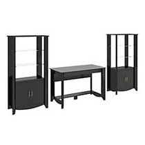 Bush Furniture Aero Collection Desk With 2 Tall Library Storage Pieces, 60 1/4 inch;H x 47 3/16 inch;W x 23 1/4 inch;D, Classic Black, Standard Delivery