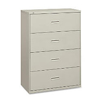 basyx by HON; 400-Series 4-Drawer Lateral File, 53 1/4 inch;H x 36 inch;W x 19 1/4 inch;D, Light Gray