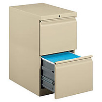 basyx; by HON; Mobile Pedestal Vertical Filing Cabinet, 2 Drawers, 28 inch;H x 15 inch;W x 20 inch;D, Putty