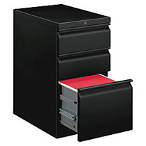 basyx; by HON; Mobile Pedestal Vertical Filing Cabinet, 3 Drawers, 28 inch;H x 15 inch;W x 20 inch;D, Black