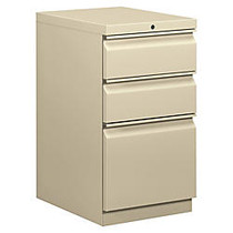 basyx; by HON; Mobile Pedestal Vertical Filing Cabinet, 3 Drawers, 28 inch;H x 15 inch;W x 20 inch;D, Putty