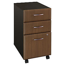 Bush Office Advantage Wood Mobile File Pedestal, 3 Drawers, 27 7/8 inch;H x 15 3/4 inch;W x 20 3/16 inch;D, Sienna Walnut, Standard Delivery Service
