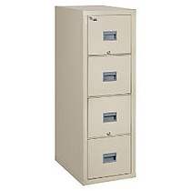 FireKing; Patriot Series 31 5/8 inch;D Vertical Legal-Size File Cabinet, 4 Drawers, Parchment, White Glove Delivery