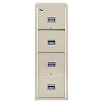 FireKing; Patriot Series 31 5/8 inch;D Vertical Letter-Size File Cabinet, 4 Drawers, Parchment, White Glove Delivery