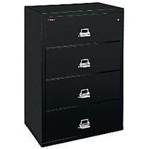 FireKing; UL 1-Hour Lateral File, 4 Drawers, 52 3/4 inch;H x 31 1/8 inch;W x 22 1/8 inch;D, Black, White Glove Delivery