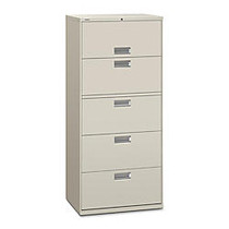 HON; 600-Series Lateral File With Lock, 5 Drawers, 67 inch;H x 30 inch;W x 19 1/4 inch;D, Light Gray