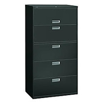 HON; 600-Series Lateral File With Lock, 5 Drawers, 67 inch;H x 36 inch;W x 19 1/4 inch;D, Charcoal