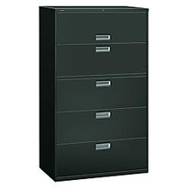 HON; 600-Series Lateral File With Lock, 5 Drawers, 67 inch;H x 42 inch;W x 19 1/4 inch;D, Charcoal