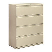 HON; 800-Series Lateral File With Lock, 4 Drawers, 53 inch;H x 42 inch;W x 19 1/4 inch;D, Putty