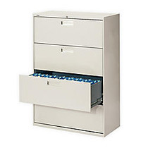 HON; Brigade; 600 Series Lateral File, 4 Drawers, 53 1/4 inch;H x 42 inch;W x 19 1/4 inch;D, Light Gray