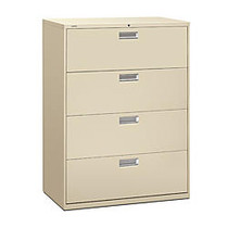 HON; Brigade; 600 Series Lateral File, 4 Drawers, 53 1/4 inch;H x 42 inch;W x 19 1/4 inch;D, Putty