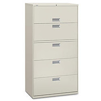 HON; Brigade; 600 Series Lateral File, 5 Drawers, 67 inch;H x 36 inch;W x 19 1/4 inch;D, Light Gray