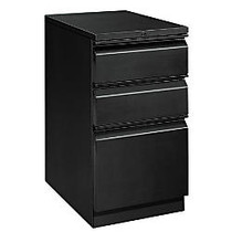 HON; Efficiencies&trade; Steel Letter-Size Lateral Mobile Pedestal, 3 Drawers, 28 inch;H x 15 inch;W x 19 7/8 inch;D,  inch;R inch; Pull, Black