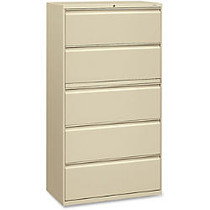 HON; Lateral File With Lock, 5 Drawers, 67 inch;H x 36 inch;W x 19 1/4 inch;D, Putty