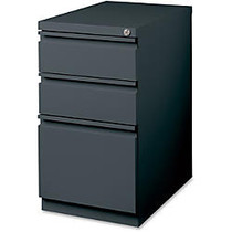 Lorell 20 inch; BBF Mobile Pedestal File - 15 inch; x 19.9 inch; x 27.8 inch; - 3 x Drawer(s) for Box, File - Letter - Mobility, Casters, Drawer Extension, Security Lock, Recessed Drawer, Ball-bearing Suspension - Charcoal - Steel - Recycled