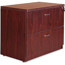 Lorell Chateau Srs Mahogany Laminate Desking - 35.5 inch; x 22 inch; x 30 inch; Lateral File, Top - 2 - Reeded Edge - Material: P2 Particleboard - Finish: Mahogany, Laminate