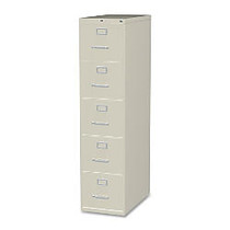Lorell Commercial Grade Vertical File Cabinet - 15 inch; x 26.5 inch; x 61 inch; - 5 x Drawer(s) for File - Letter - Vertical - Ball-bearing Suspension, Heavy Duty, Security Lock - Putty - Steel - Recycled