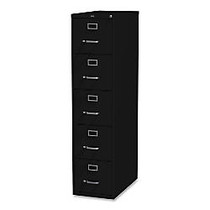 Lorell Commercial Grade Vertical File Cabinet - 15 inch; x 26.5 inch; x 61 inch; - 5 x Drawer(s) for File - Letter - Vertical - Heavy Duty, Security Lock, Ball-bearing Suspension - Black - Steel - Recycled