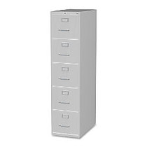 Lorell Commercial Grade Vertical File Cabinet - 15 inch; x 26.5 inch; x 61 inch; - 5 x Drawer(s) for File - Letter - Vertical - Security Lock, Ball-bearing Suspension, Heavy Duty - Light Gray - Steel - Recycled