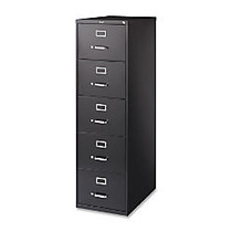 Lorell Commercial Grade Vertical File Cabinet - 18 inch; x 26.5 inch; x 61 inch; - 5 x Drawer(s) for File - Legal - Vertical - Heavy Duty, Security Lock, Ball-bearing Suspension - Black - Steel - Recycled