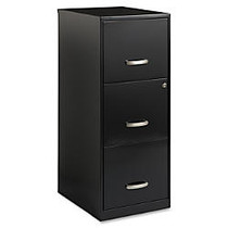 Lorell SOHO 18 inch; 3-Drawer Vertical File - 14.3 inch; x 18 inch; x 35.5 inch; - 3 x Drawer(s) - Letter - Locking Drawer, Glide Suspension, Pull Handle - Black, Chrome - Baked Enamel - Steel - Recycled - Assembly Required