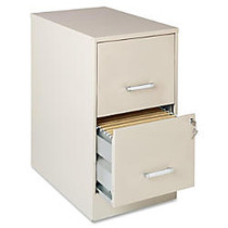 Lorell SOHO 22 inch; 2-Drawer File Cabinet - 14.3 inch; x 22 inch; x 26.7 inch; - 2 x Drawer(s) for File - Locking Drawer, Pull Handle, Glide Suspension - Stone, Chrome - Baked Enamel - Steel - Recycled - Assembly Required
