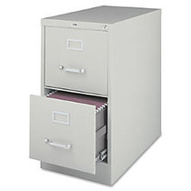 Lorell; Deep Vertical File With Lock, 2 Drawers, 28 3/8 inch;H x 15 inch;W x 25 inch;D, Light Gray