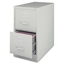 Lorell; Deep Vertical File With Lock, 2 Drawers, 28 3/8 inch;H x 15 inch;W x 26 1/2 inch;D, Light Gray