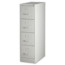 Lorell; Deep Vertical File With Lock, 4 Drawers, 52 inch;H x 15 inch;W x 25 inch;D, Light Gray