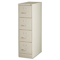 Lorell; Deep Vertical File With Lock, 4 Drawers, 52 inch;H x 15 inch;W x 26 1/2 inch;D, Putty